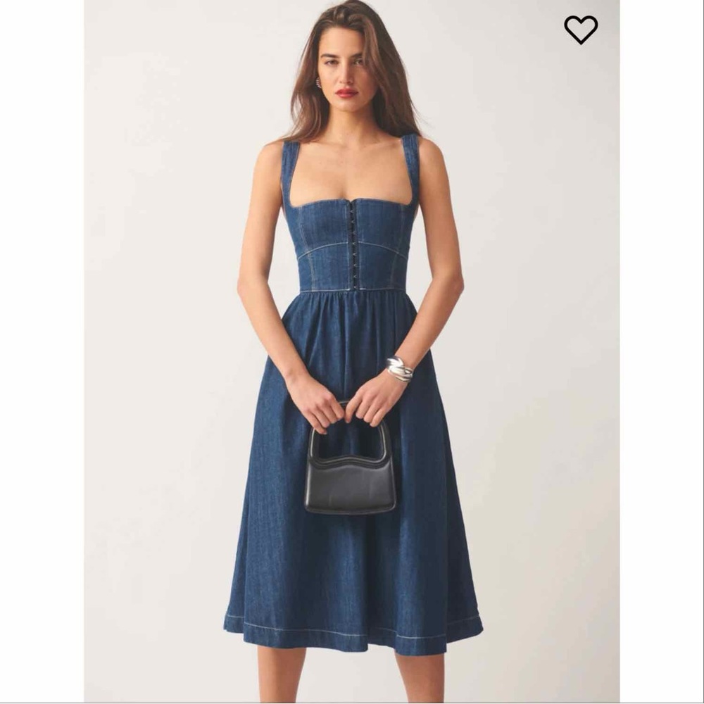 Reformation Tagliatelle Denim Midi Dress